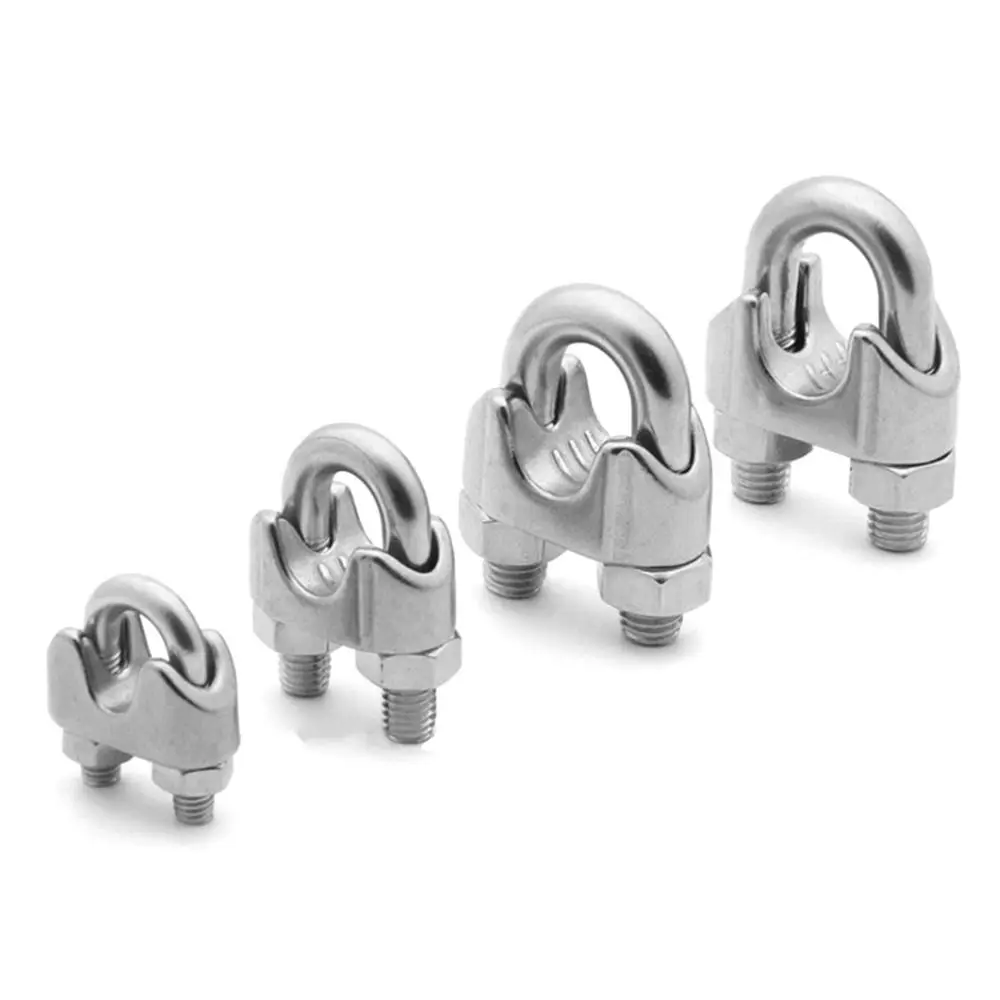 1Pc M2/3/4/5/6/8/10/12/14mm Wire Rope Sleeve Fixing Clip U Type Cable Clip 304 Stainless Steel Hardware Wire Clamp Bolts Rigging