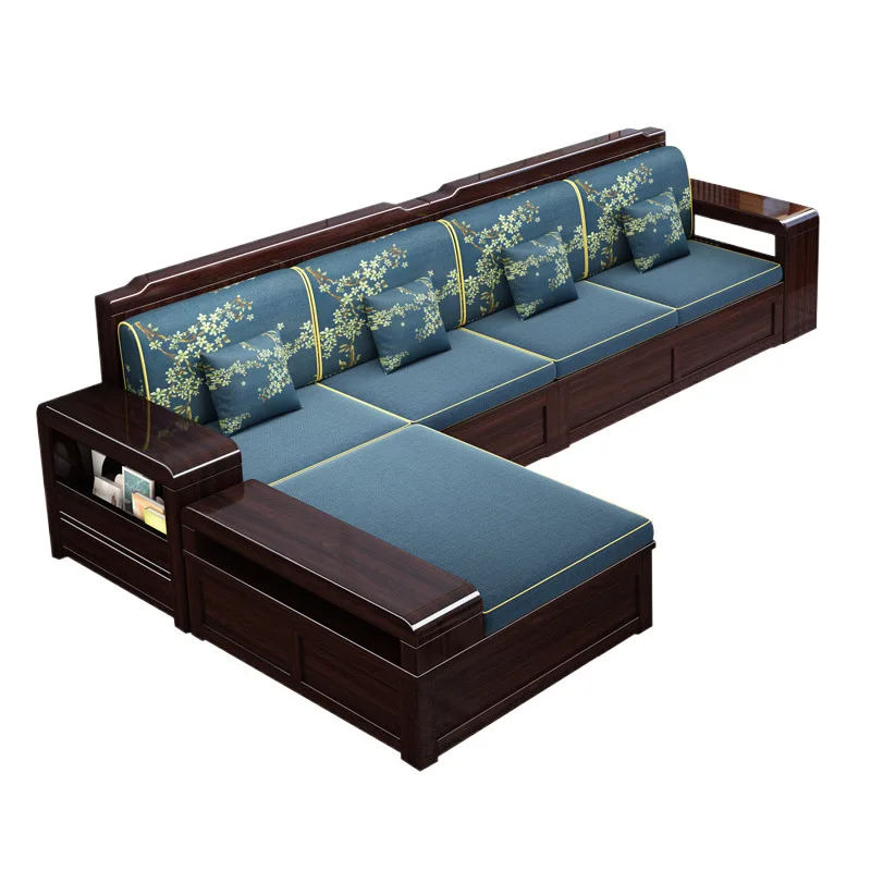 Purple gold sandalwood solid wood sofa combination new Chinese winter and summer dual-purpose removable and washable apartment