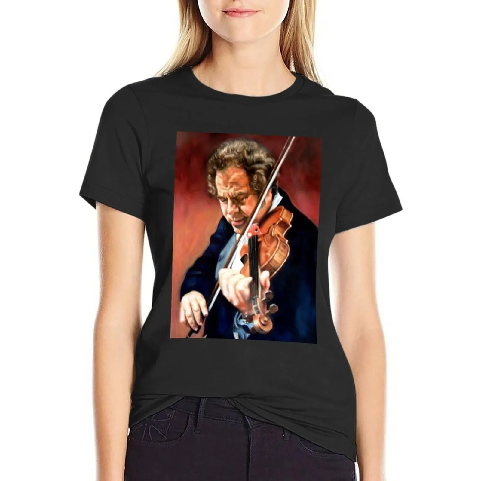 

portrait of Itzhak Perlman T-Shirt aesthetic clothes Short sleeve tee summer clothes summer tops white t-shirts for Women