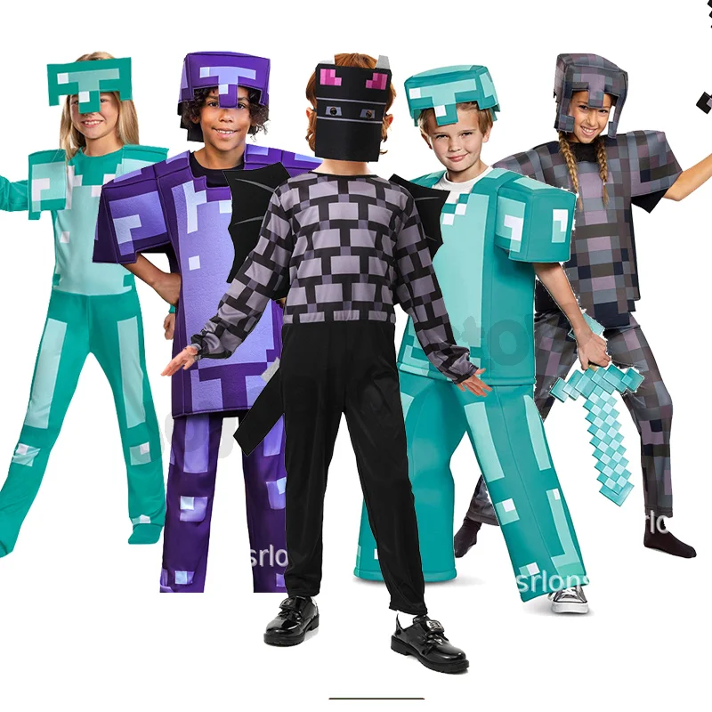 Cosplay para niños y niñas, armadura de dragón de diamante, disfraz de My Cos World, juguetes, traje de armadura de diamante encantado, disfraz de Steve