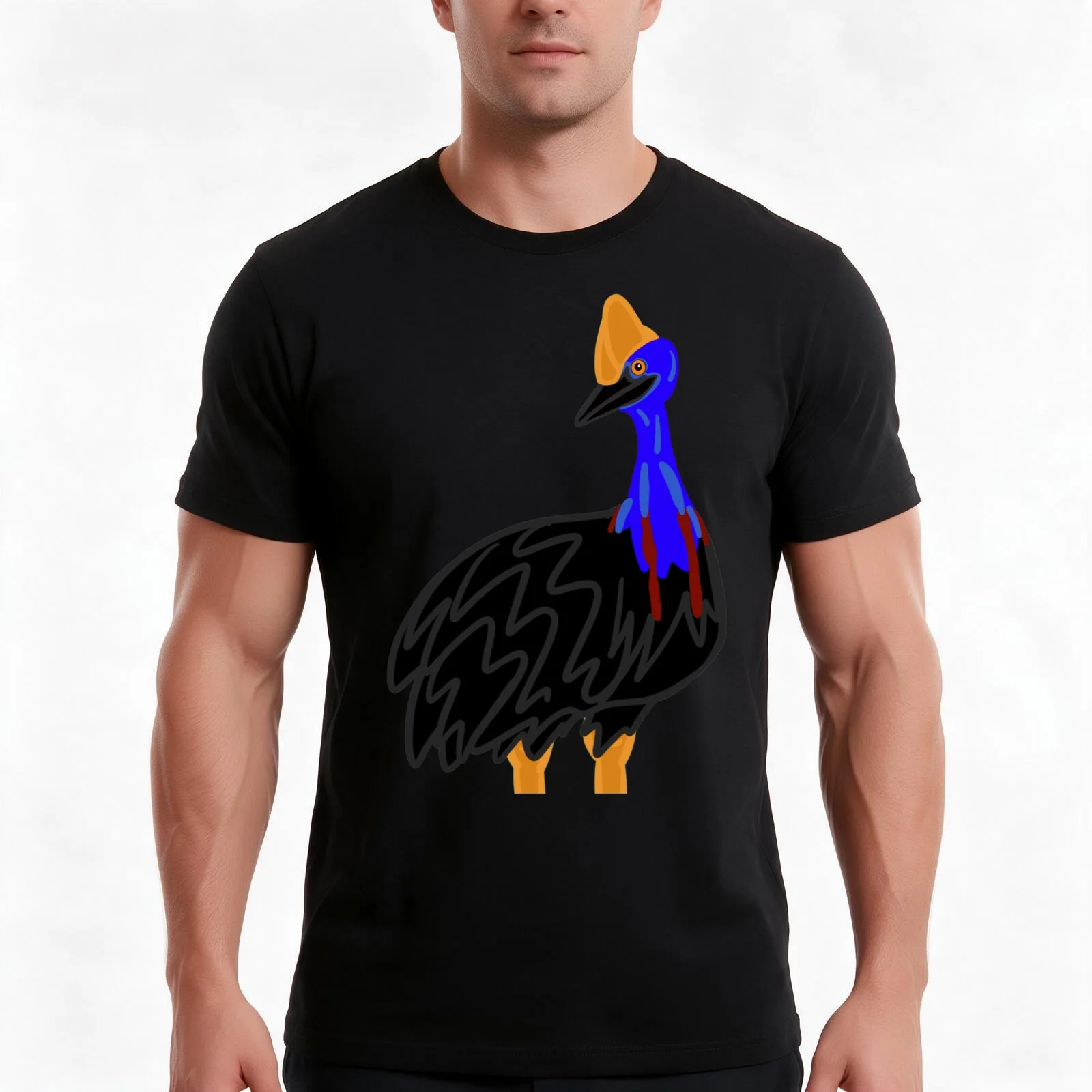 Judging Cassowary - Cartoon T-Shirt, Summer Casual Cotton Tee, Oversized Streetwear Tops, Vintage Graphic Print, 100% Cotton