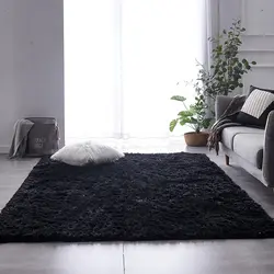 Living Room 4x6 Black Fluffy Shag Large Fuzzy Plush Soft Area Rug Shaggy Carpets for Bedroom Kids Home Decor Aesthet