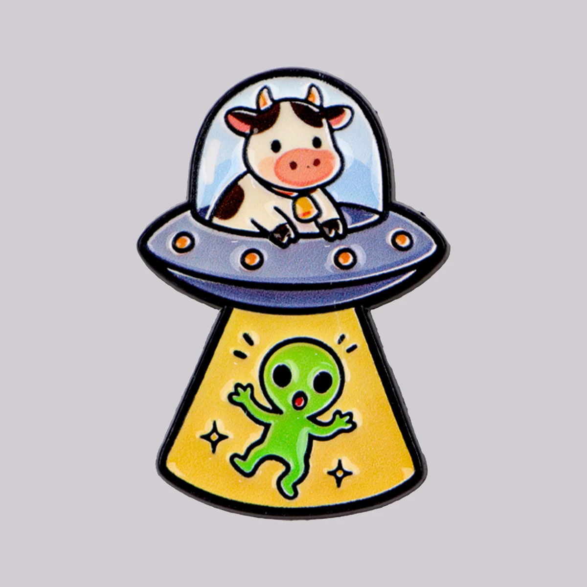 UFO-Kuh-Alien-Emaille-Pin Cartoon-Brosche Anstecknadeln Abzeichen für Rucksack Kleidung Accessoires Modeschmuck Freunde Geschenke