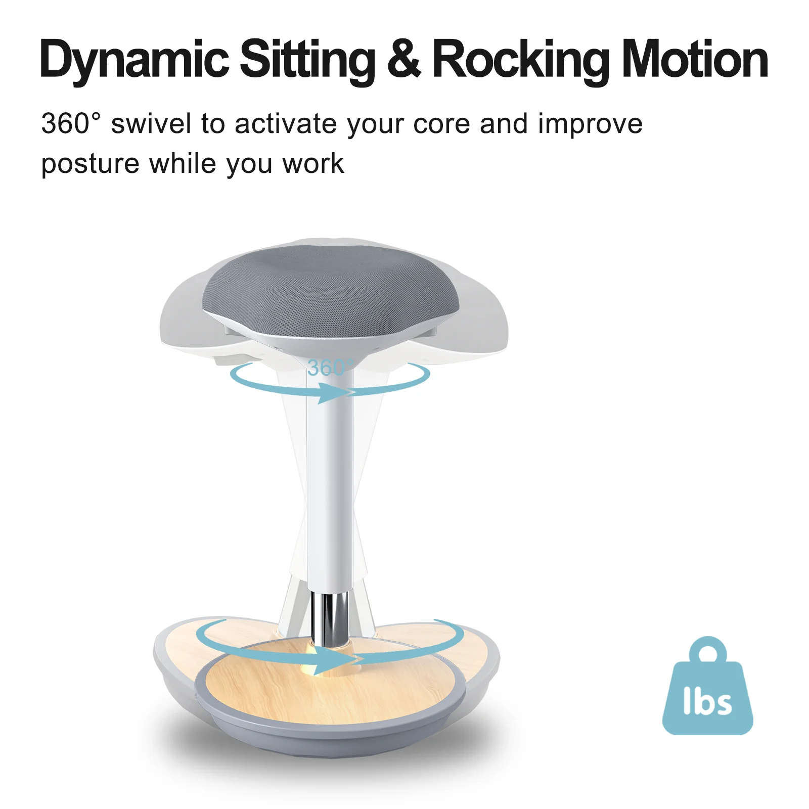 Wobble Stool Adjustable Height Desk Stool | 360-Degree Non-Slip Swivel Base Fabric Surface | for Home Classroom