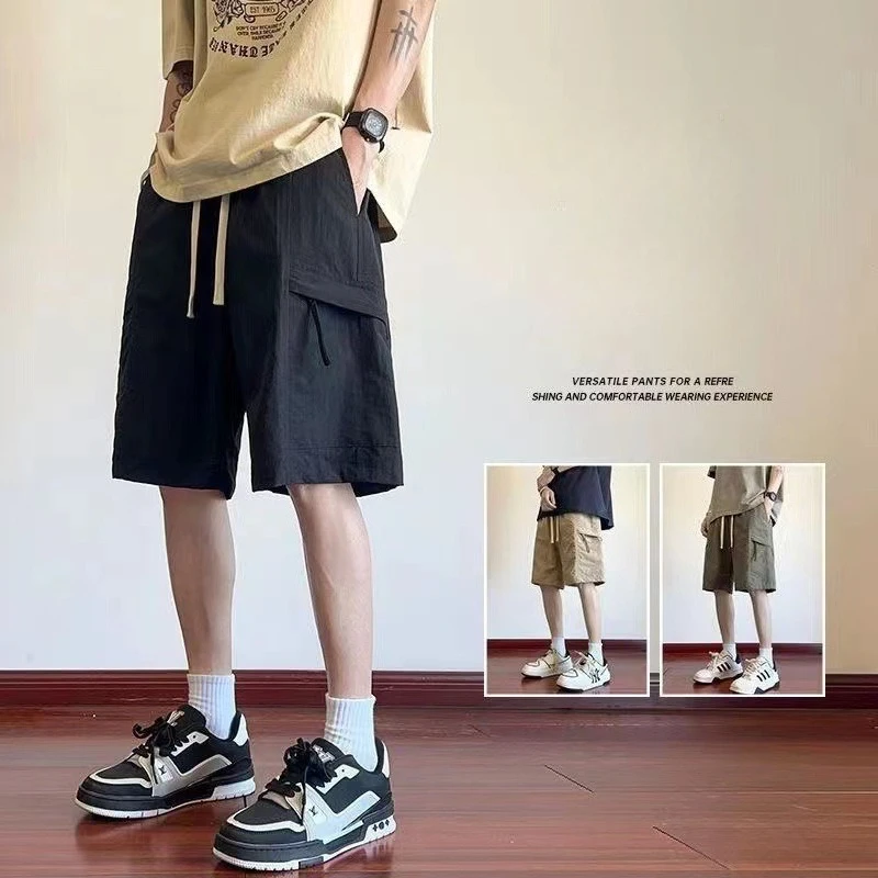 

Summer Casual Shorts Men's Thin Sports 5-point Pants Ice Silk Versatile Cargo Shorts Cool Quick-drying Travel Medium Pants