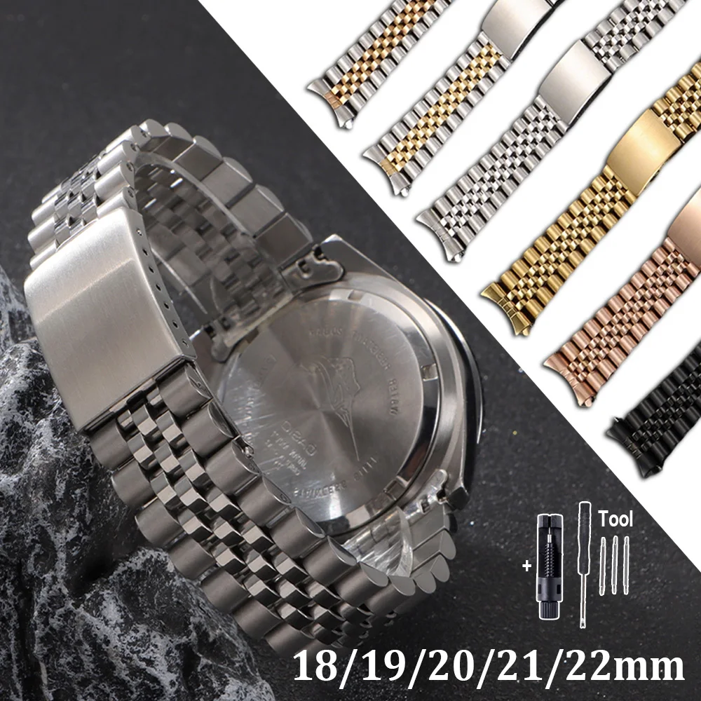 

Screw Link Curved End Watch Strap 18/19/20/21mm 22mm Stainless Steel Bracelets Metal Watch Band for Seiko for Rolex for Jubilee