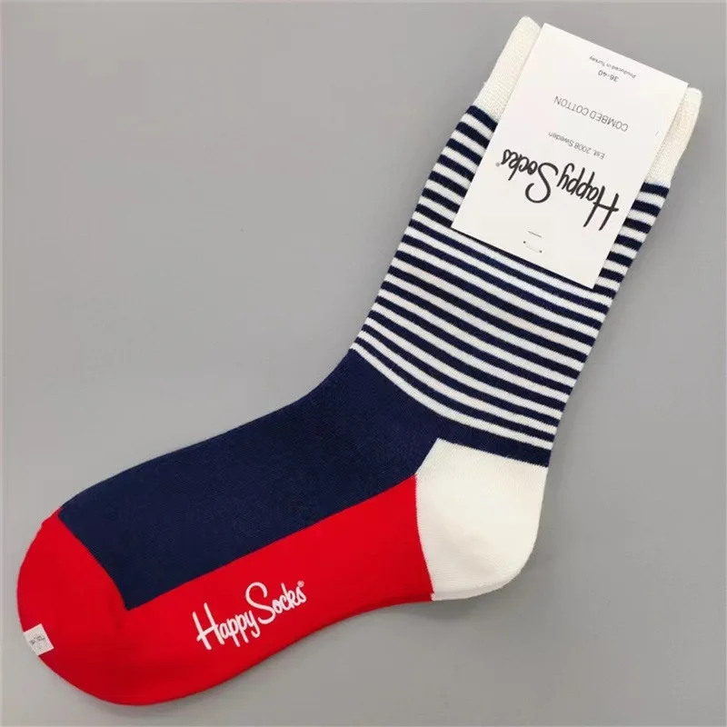 HAPPY SOCKS Größe 36-40 Erwachsene Damen Persönlichkeit Vier Jahreszeiten Dicke Mittelrohrsocken Künstlerische Farbe Polka Dot Socken aus reiner