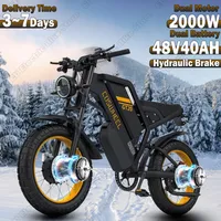 GT20 PRO Electric Bike 2000W Dual Motor 48V40AH Lithium Battery Retro Motorcycle E-bike 20*4.0-In Fat Tire Snow Electric Bicycle