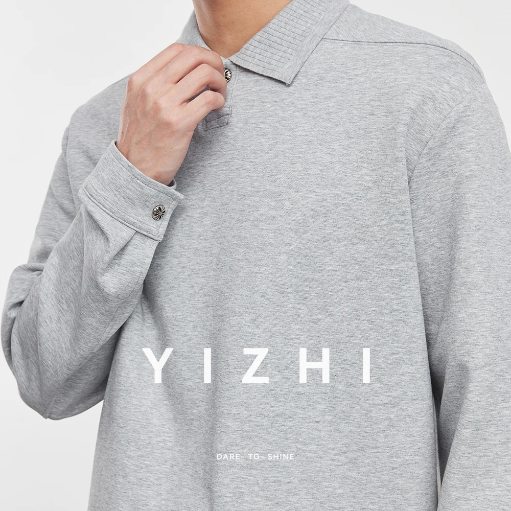 Fashion Men's Retro Old Money Lapel Long Sleeve T-shirt 2025 Autumn New Polo Shirt Lapel Long Sleeve Pullover Top Male
