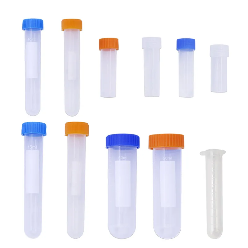 10Pcs/set Clear Sewing Needles Storage Tube Plastic Pin Bottle with Scale Beads Button Container Box Holder Colorful Cap Hicello