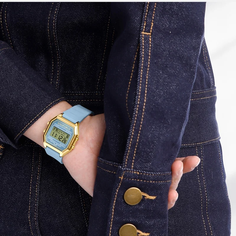 NAVIFORCE NF5063T Woman Watches Sports Watch Silicone Strap 3ATM Waterproof Time Display LCD Digital Watch