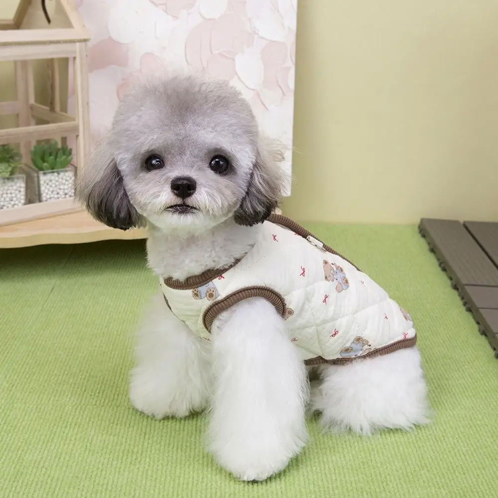 New Cotton Pet Dog Clothes Cute Bear Thickened Puppy Clothes Vest Cat Clothes with Warm Jacket Teddy Bear Coat Winter
