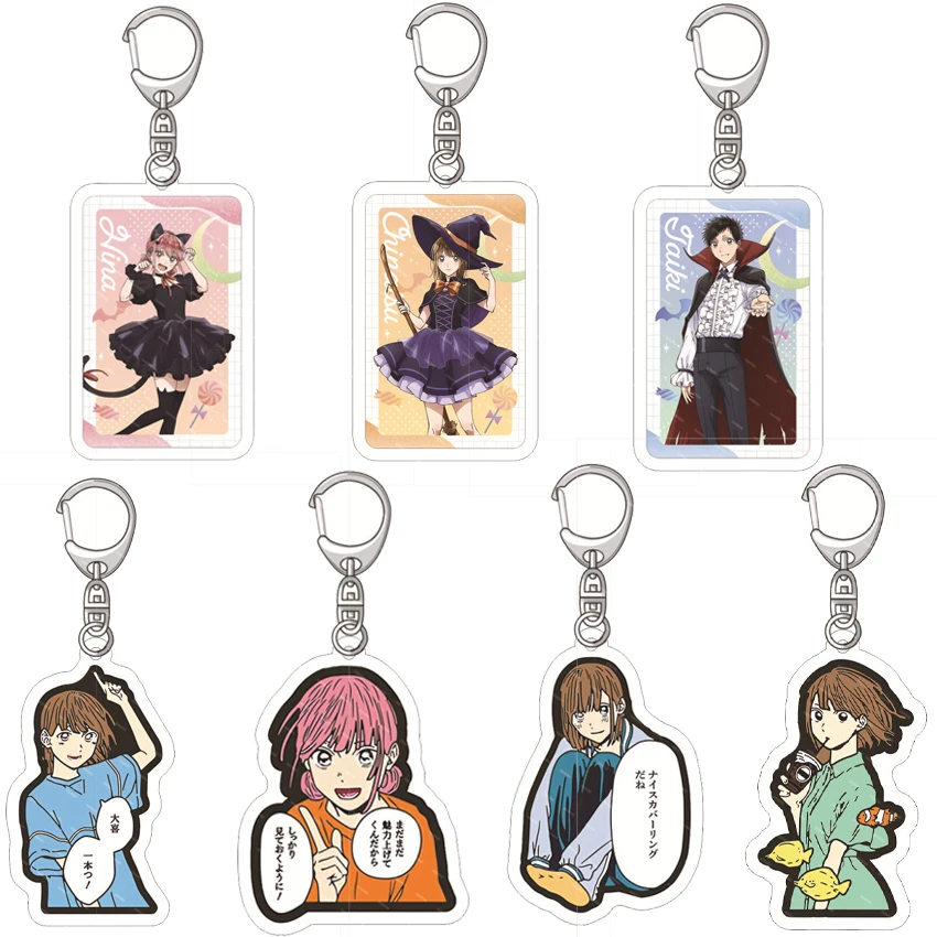 55MM Anime Blue Box Acrylic Keychain Chōno Hina Kano Chinatsu Inomata Taiki Figure Pendant Exquisite Gifts
