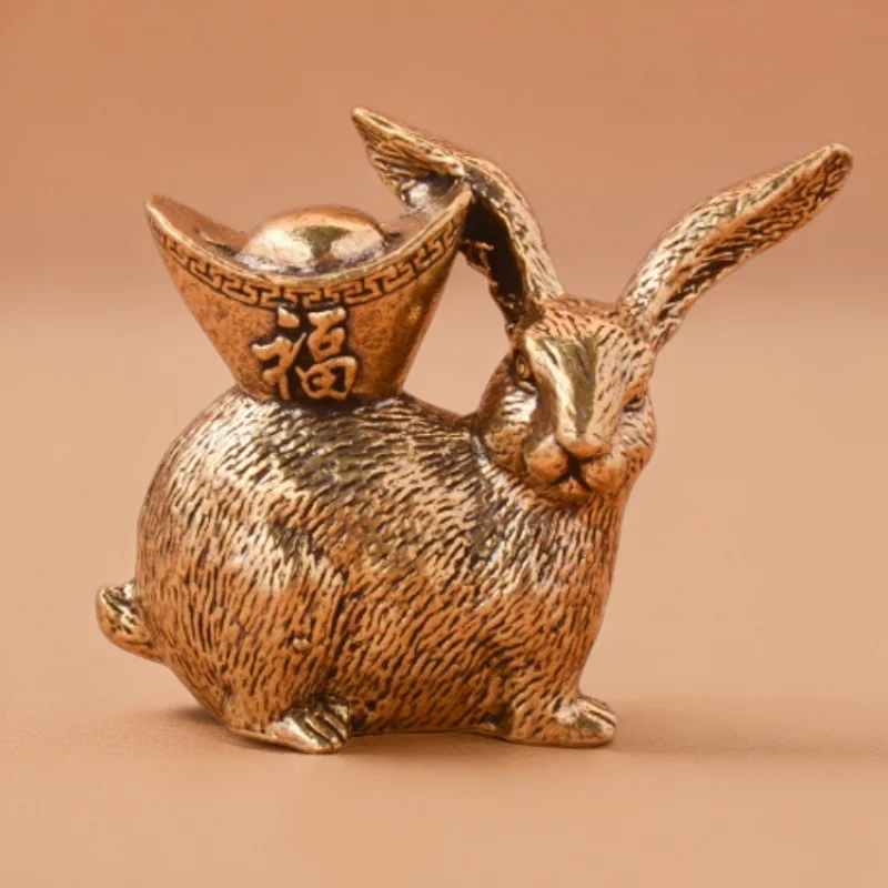 Twelve Zodiac Table Decoration Rabbit Back Ingot Ornament Brass Ornaments Crafts