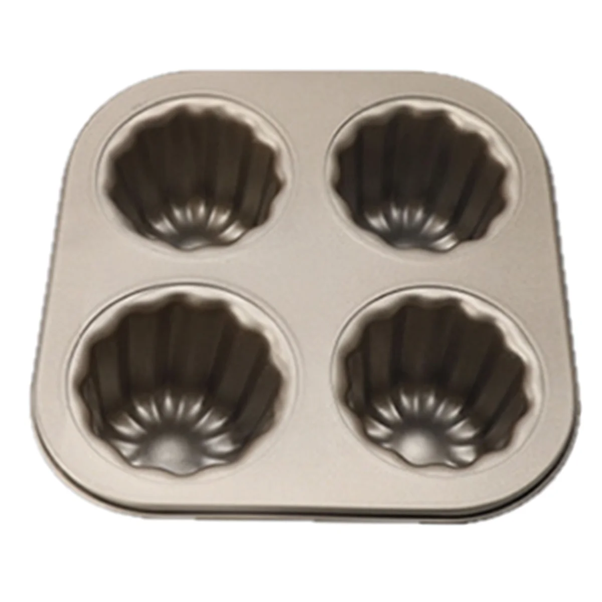 4-Cavity Canele Mold Cake Pan, Non-Stick Canele Baking Pan for Oven Carbon Steel Caneles Mold Bakeware Tool