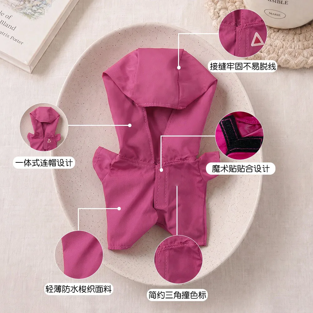 Plush Doll Hooded Jumpsuit Solid Color Doll Outfit Simple Zipper Design Doll Clothes For 10cm Stuffed Doll Toy Accessories