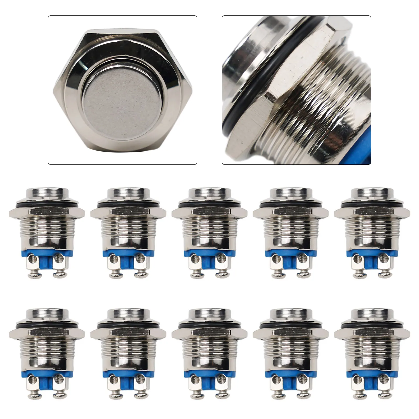 

Набор из 10 кнопочных переключателей 16 мм, мгновенного действия, 1НО (нормально открытые), с винтовыми клеммами, для промышленного электрооборудования