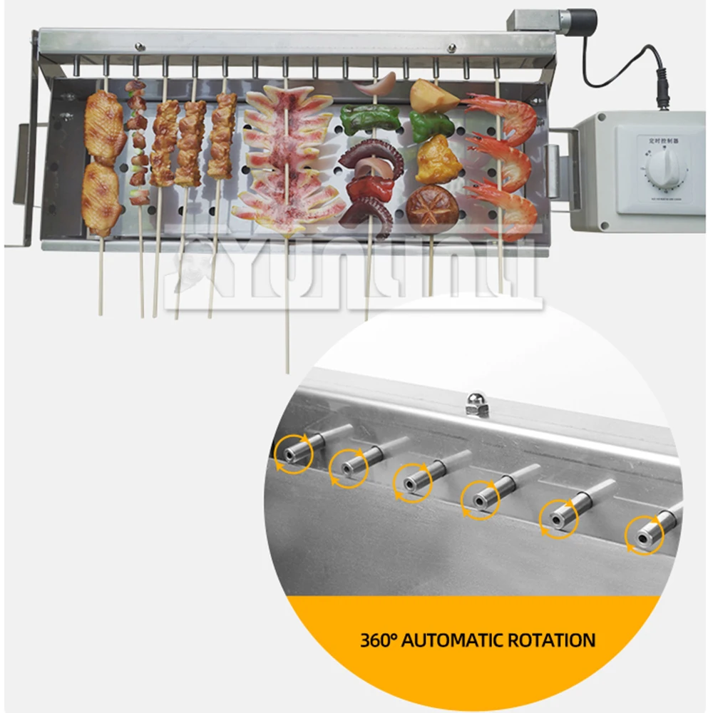 2025 Version Outdoor Rotary Grill Barbecue Machine Fully Automatic Rotating Barbecue Stove Stainless Steel Skewer Machine