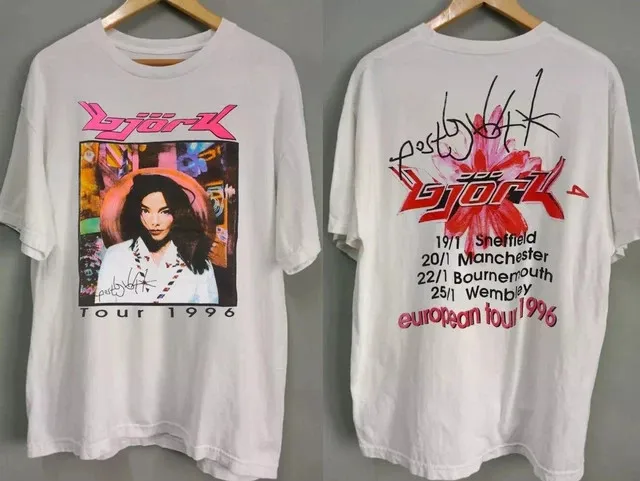 Bjork Tour 1996 White Short Sleeve 2 Side T-shirt