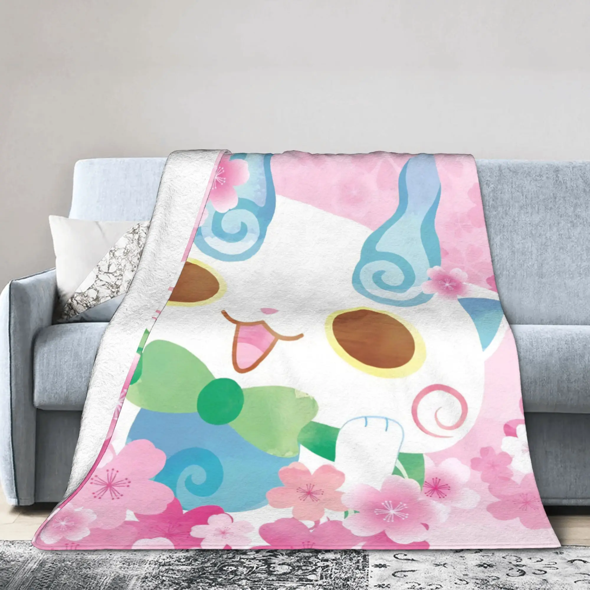 Yokai Watch Game Blankets Fleece Foral Komasan Soft Throw Blankets for Bedroom Sofa Bedspread