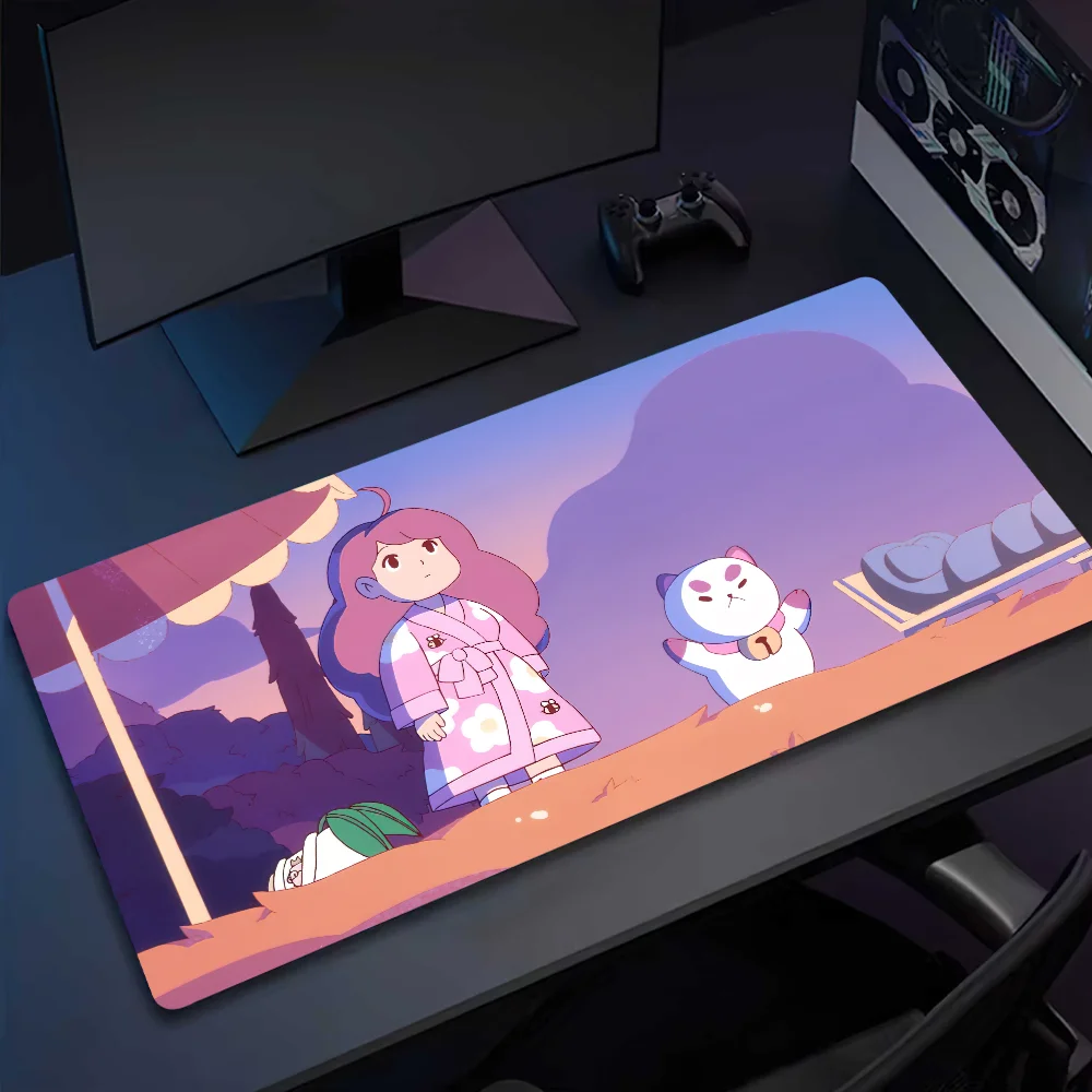 B-Bee And Anime P-Puppycat Mousepad Computer Office Game Table Mats XXL Rubber Anti-slip Gaming Keyboard Long Desk Pads