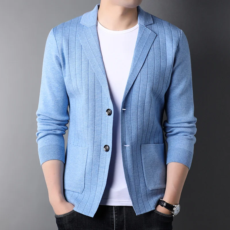 Top Grade 2.8% Wool Men's Knit Single Cardigan Coat 2023 New Men Spring Fashion Classic Knitted Jacket suit knitted sweater