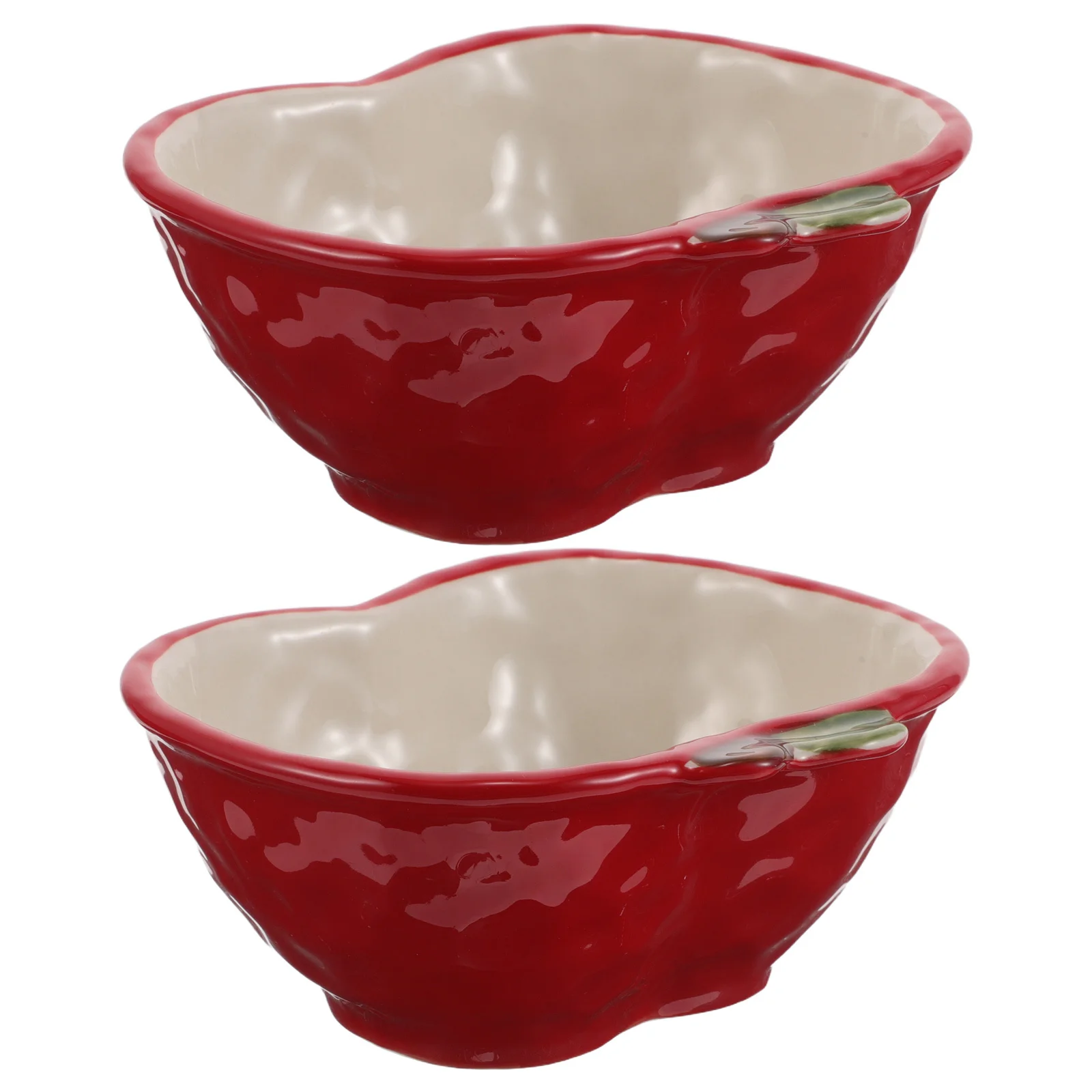 

2Pcs Apple Shape Ceramic Salad Bowls for Fruit Dessert Condiment Dishes Kitchen Decorative Kawaii Salad Bowl Serving Dishes
