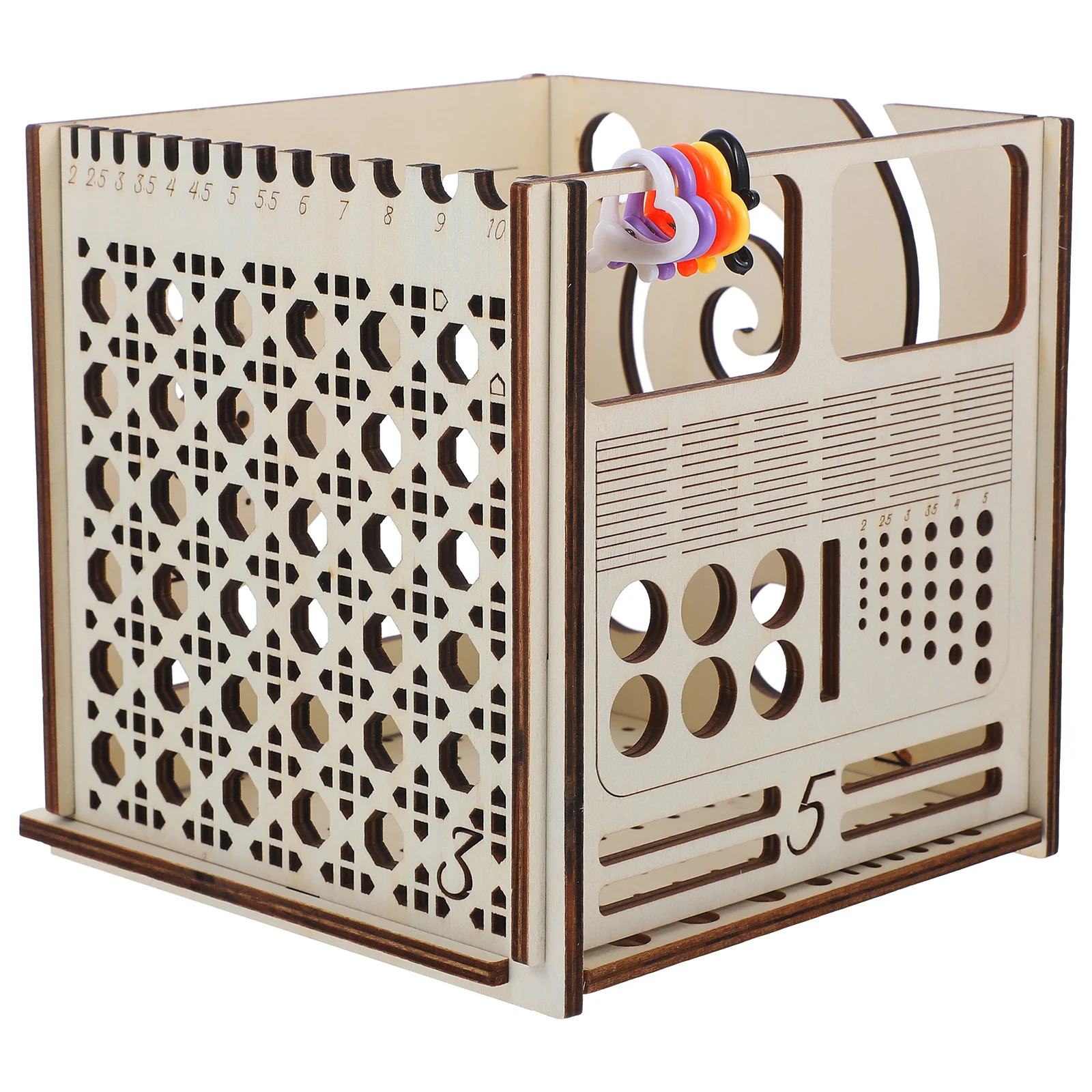 

1Set Wooden Knitting Yarn Bowl Storage Toolbox Multifunctional Portable Organizer Large Capacity Yarn Storage Case