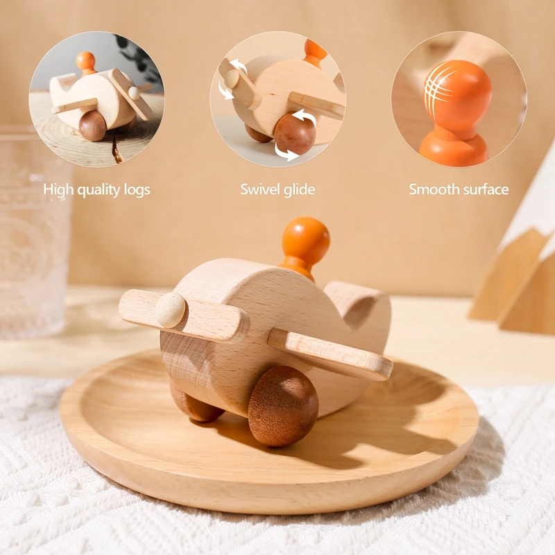 Wooden Building Blocks For Children No BPA Cartoon Aircraft Beech Figures Children's Toys Montessori Toys Handicrafts Baby Gifts