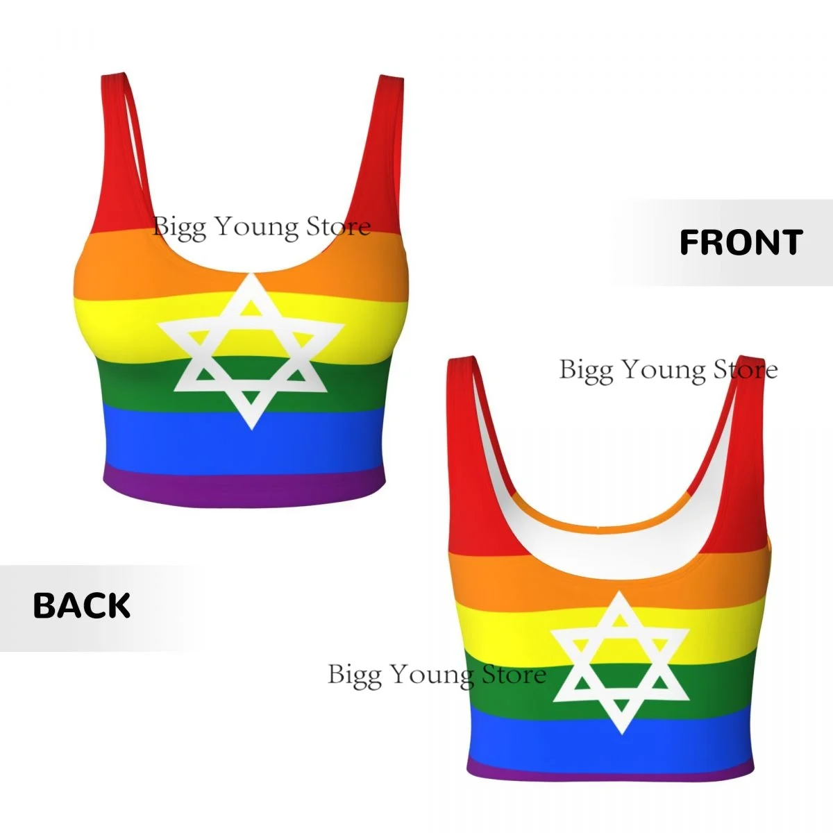 Yoga Vest Women Gym Sports Crop Tops Gay Pride Flag Of Israel Streetwear Workout Breathable Tank Top Female