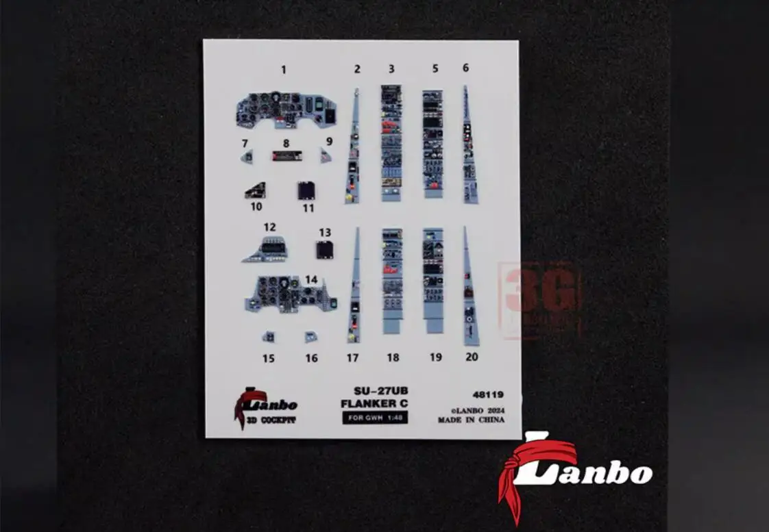 Lanbo Model 48119 3D Printed Color Cockpit For GWH L4827/S4817 SU-27UB Flanker C