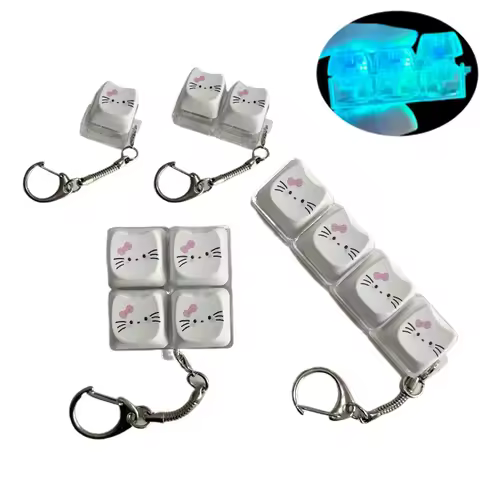 Llavero Luminoso Kawaii Hello Kitty, Juguete de Presión con Orejas de Gato, Brilla en la Oscuridad, Alivia el Estrés, Colgante para Bolsa, Regalo para Niñas