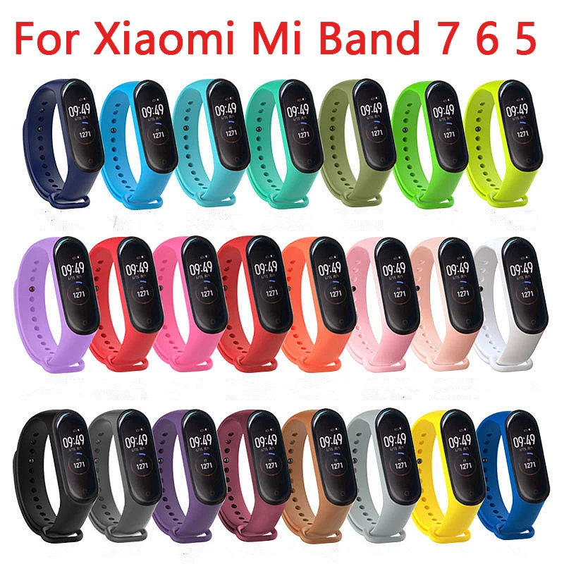 Strap For Xiaomi Mi Band 7 6 5 Silicone Wristband Bracelet Replacement Wrist Color TPU Straps For Xiaomi Mi Band 7 Band 6 Band 5