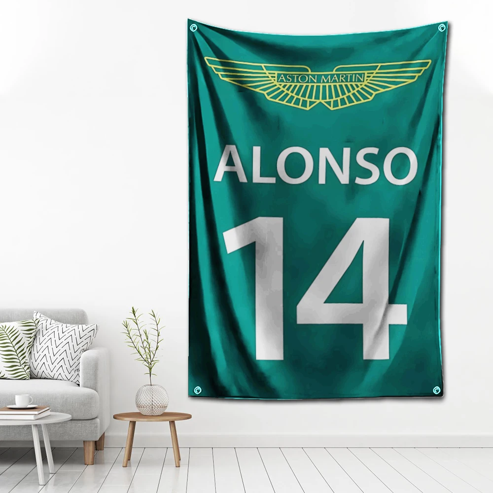 3x5 Ft Racing Astons Martins Flag Polyester Digital Printing Banner for Fernando Alonsos Garage Wall Art Out Door Decoration