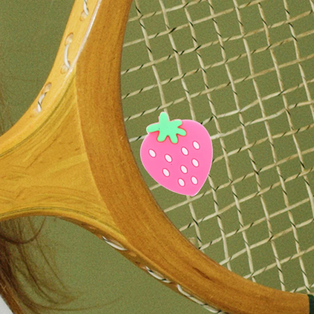 

5pcs Silicone Tennis Shock Absorber Vibration Dampener For Racket Lightweight Portable Strawberry Shape Decorative Sport