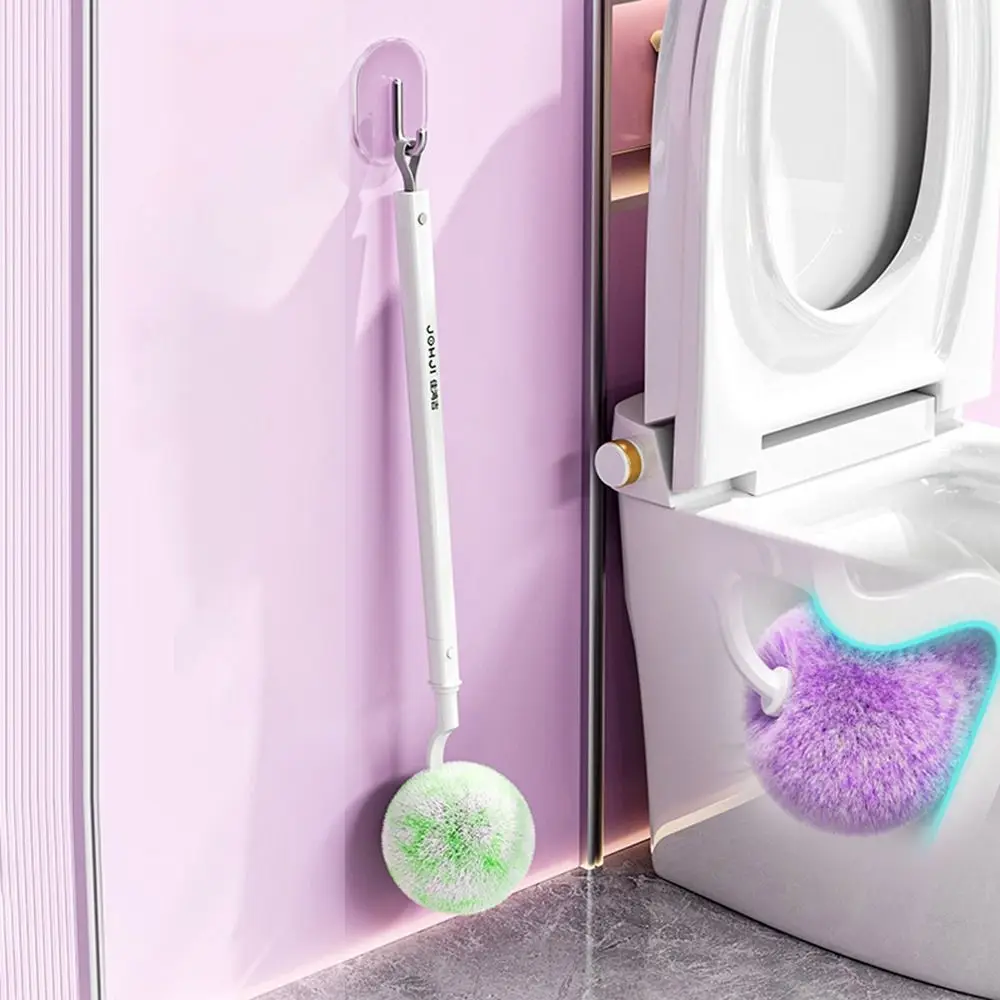 360 Degree Cleaning Toilet Brush Dense Soft Bristles C Shaped Hanging Loop Toilet Bowl Brush Quick Drying Extended Handle