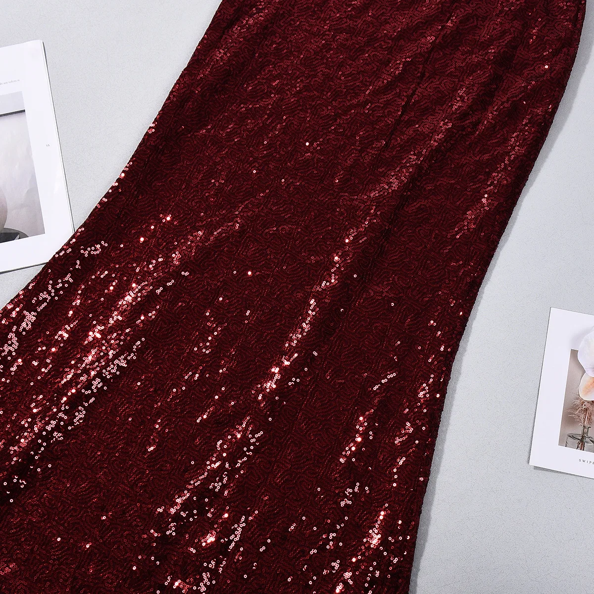 2026 Winter Neue Perle Spleißen Doppel-schicht Hülse Langen Rock frauen Pailletten Fischschwanz Rock