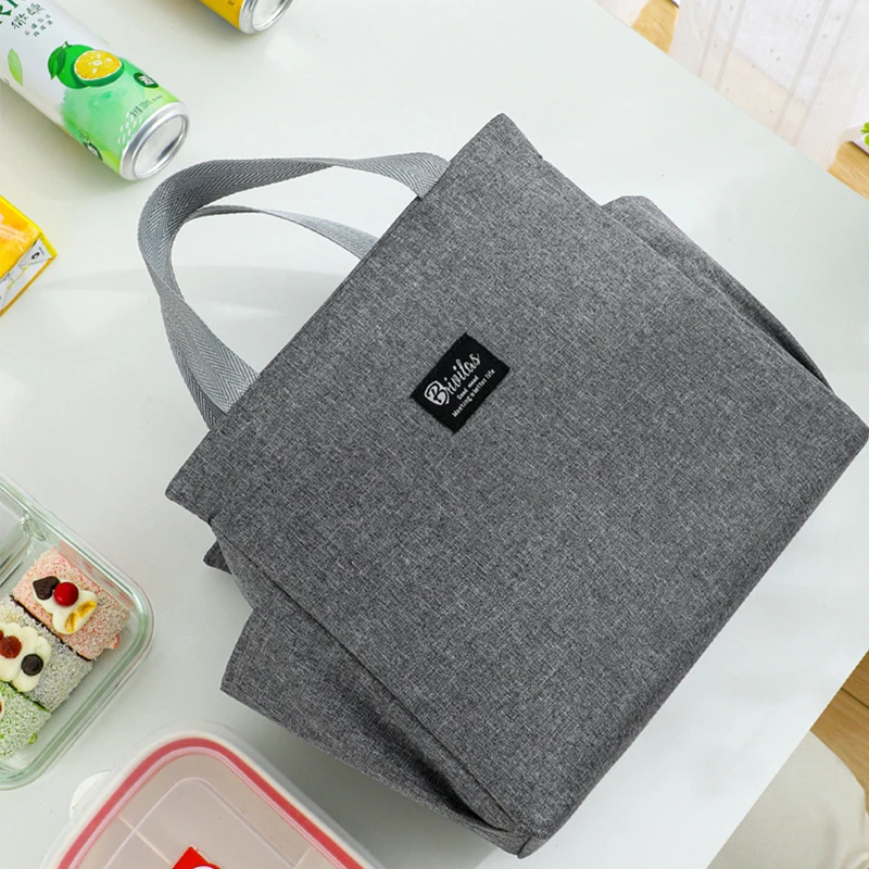 Thermal Lunch Bags Portable Oxford Fresh Cooler Pouch For Office Student Convenient Lunch Box Tote Black Gray Food Container Bag