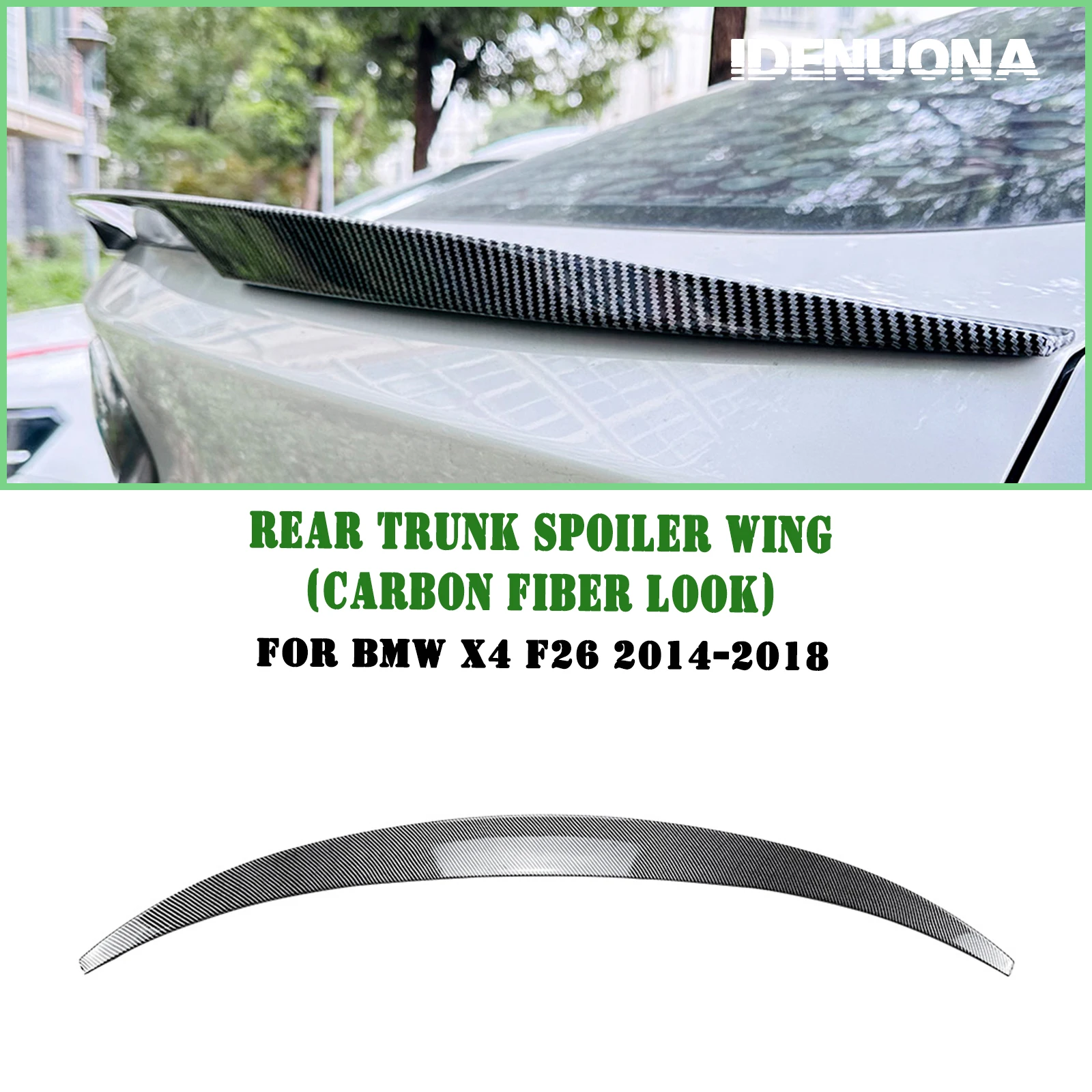 

Rear Trunk Lid Spoiler Wing Lip For BMW X4 F26 2014-2018 Carbon Fiber Look/Gloss Black Tail Tailgate Deflector Splitter