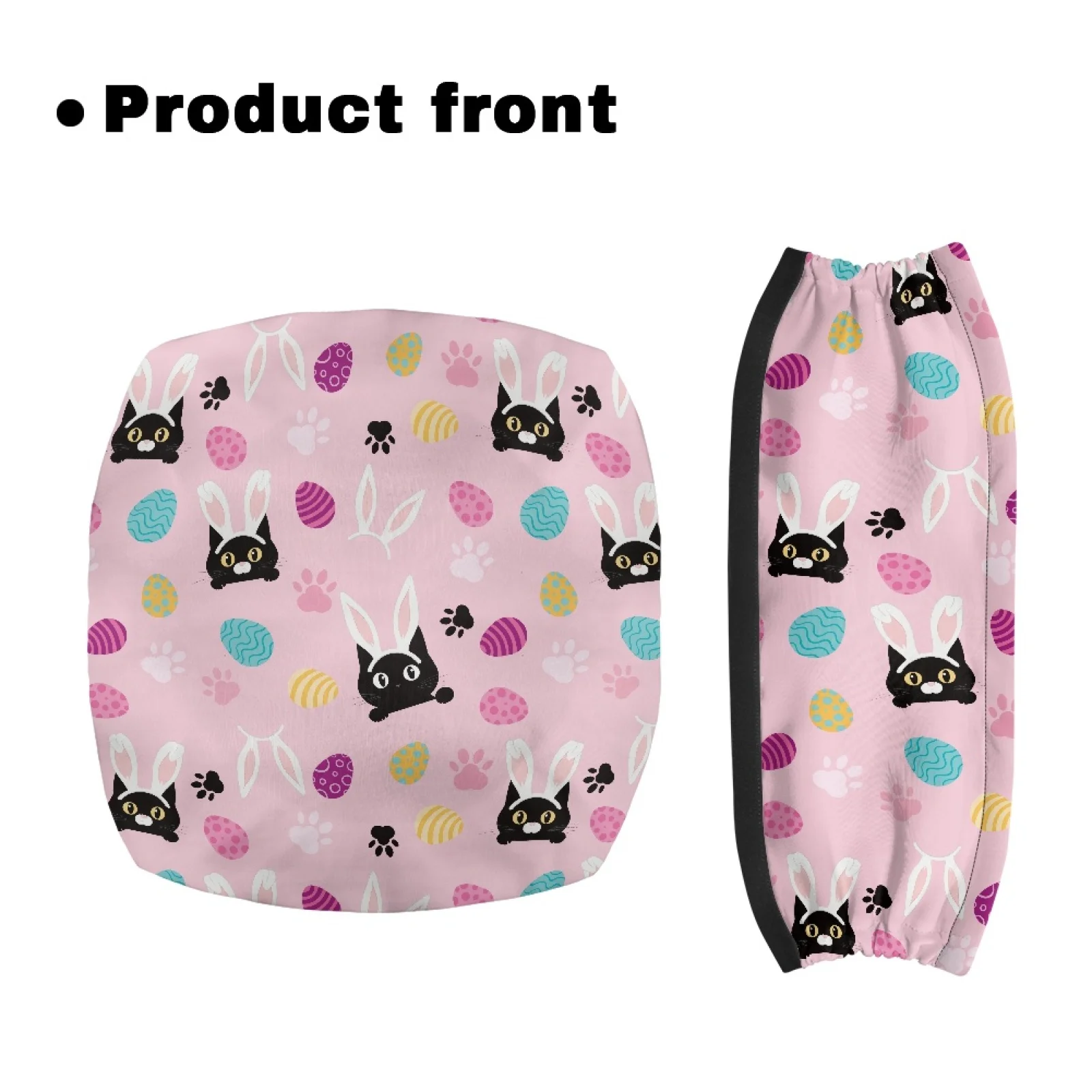 Coloranimal Easter Cat Egg Art 2 Pcs Walker Seat Cushion Cover Polyester Rollator Seat Cover Set for Ladies