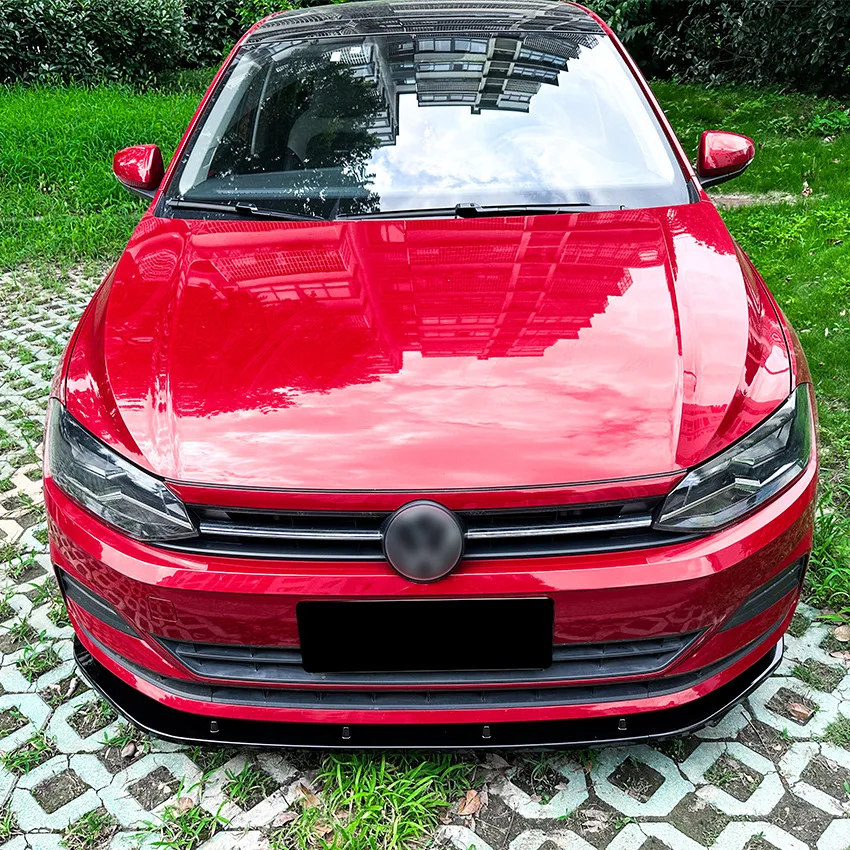

Для Volkswagen Polo MK6 Virtus 2018-2023 диффузор комплекты кузова глянцевый черный/углеродный вид тюнинг передний бампер автомобиля спойлер разделитель губ