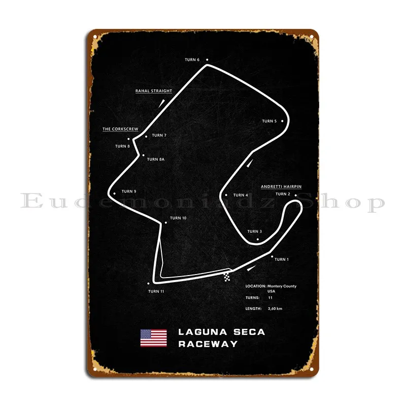 Laguna Seca Circuit Metal Sign Club Party Wall Custom Printed Classic Tin Sign Poster