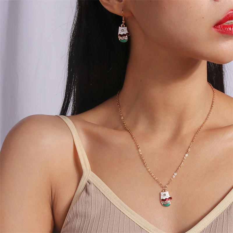 Mode Frohe Weihnachten Baum Schneemann Hirsch Baum Halskette Ohrringe Schmuck-Set für Frauen Mädchen Neujahr Festival Schmuck Geschenke – Detail 13