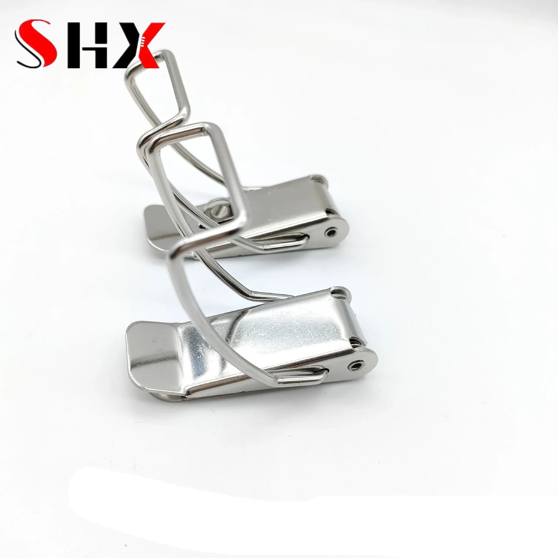 Duck Mouth Buckle Hook, Hasps caixa de madeira, Metal prateado, Spring Catch Fecho, Loaded Draw Toggle, 90 graus, 2pcs