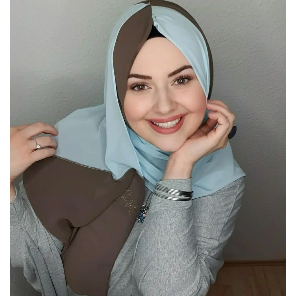 Islamic Scarf Women Luxury Blue Chiffon Hijab Abaya Hijabs For Woman Abayas Jersey Muslim Dress Turbans Head Instant Head Wrap