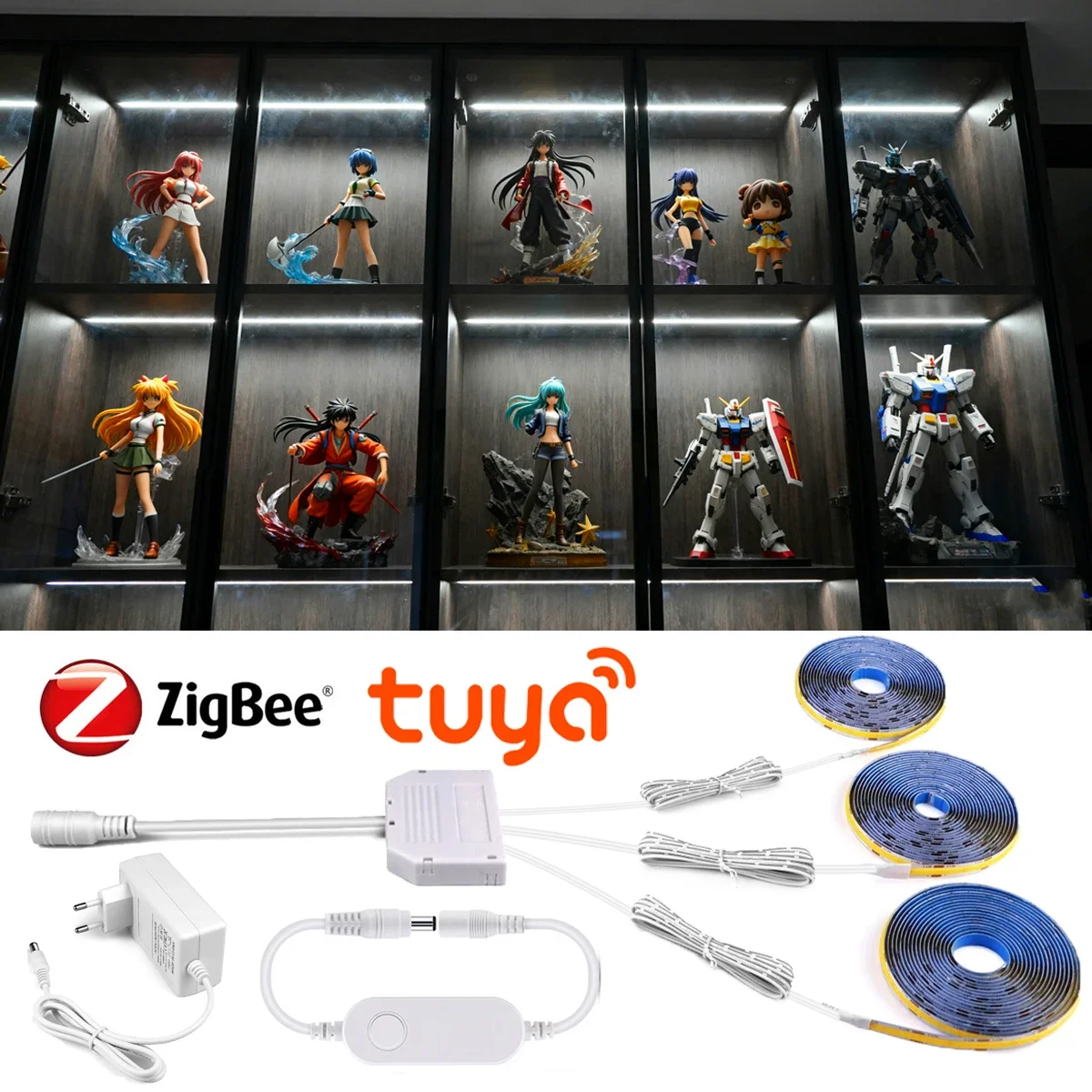 وحدة تحكم زيجبي بلون واحد لشريط إضاءة LED COB 12 فولت Tuya Smart Life APP التحكم يعتم RA90 إضاءة الخزانة متعددة الطبقات #1