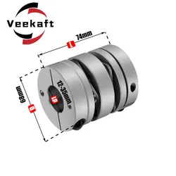 Aluminum alloy D68L74 double diaphragm coupling elastic connector D68mm L74mm ball screw step servo motor encoder computer