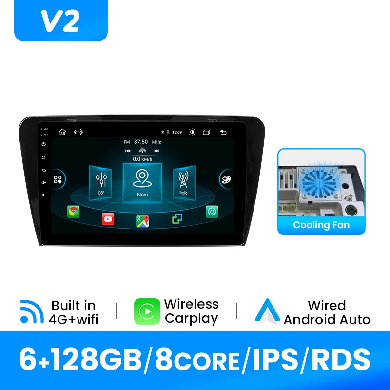 Draadloze Carplay Android 14 Autoradio Speler Voor SKODA Octavia 3 A7 2013-2018 GPS Navigatie IPS Scherm multimedia DSP 4G Wifi