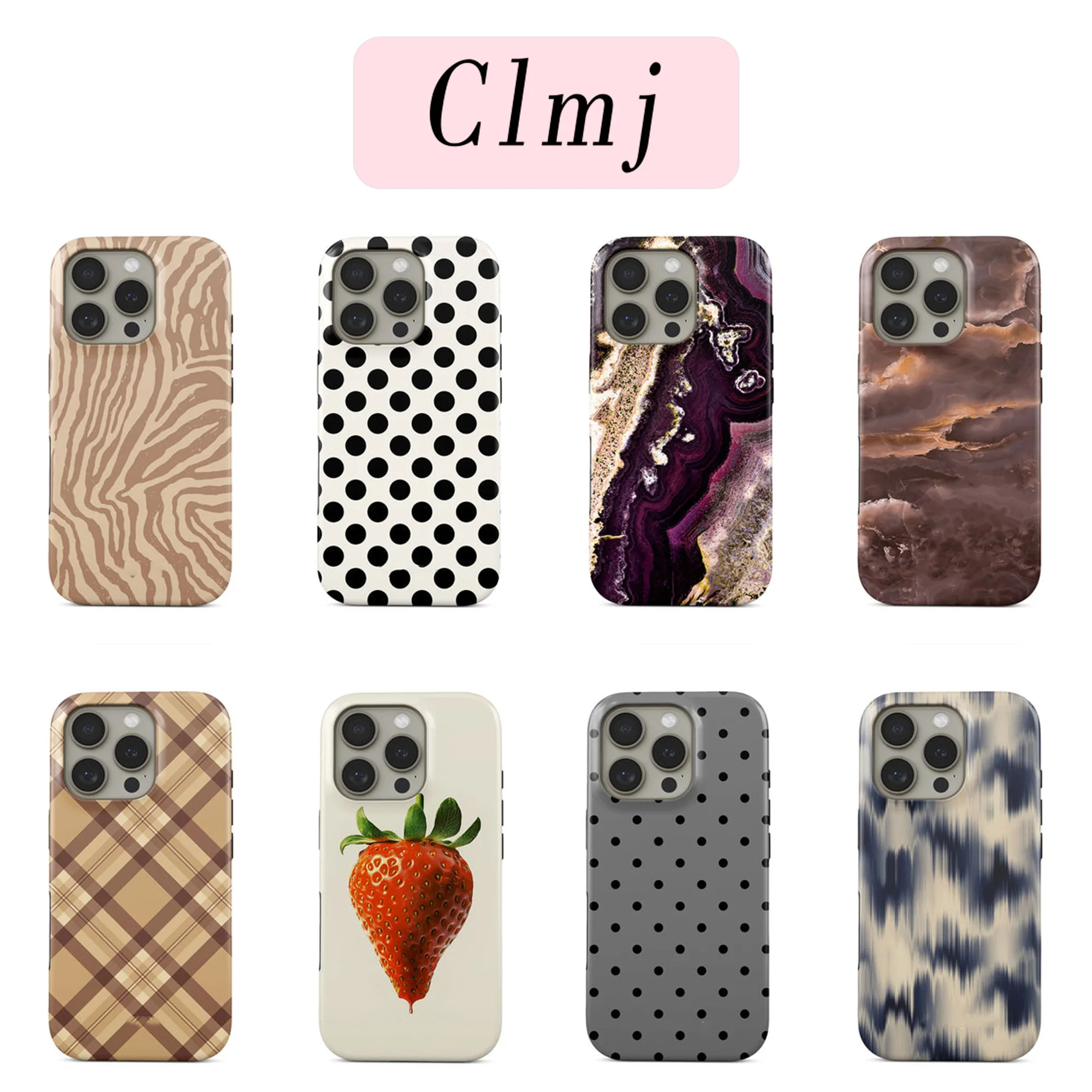 Luxury Clmj Brown plaid Phone Case for Samsung Galaxy S20 S23 S24 S25 S26 FE Plus Ultra Edge 4G 5G Luxury Double-layer Cover