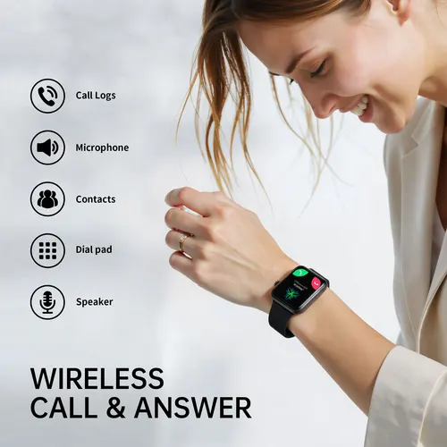 Imagen 2 del producto Reloj inteligente resistente al agua de 2,01 pulgadas con mensaje, respuesta a llamadas, monitoreo del sueño, podómetro deportivo, alertas de información para iPhone y Android